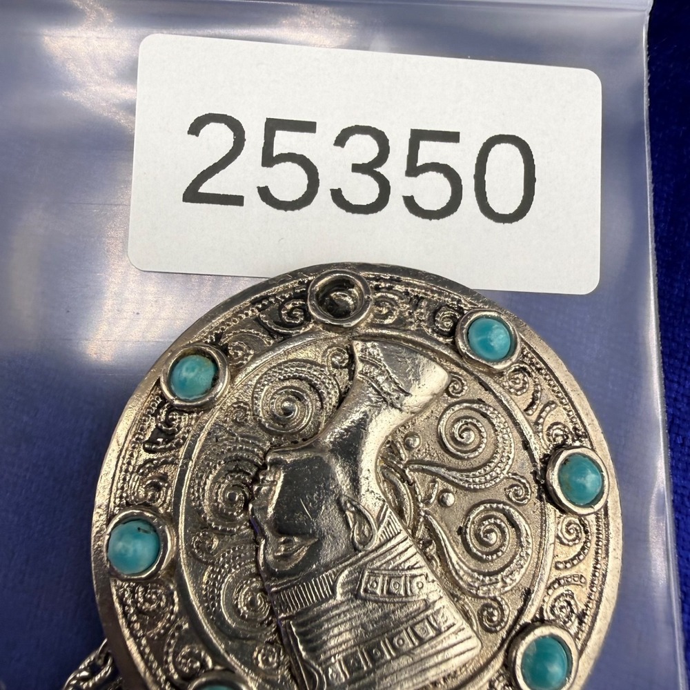 Vintage Egyptian Revival Necklace Silver Tone READ 24" - Picture 8 of 8